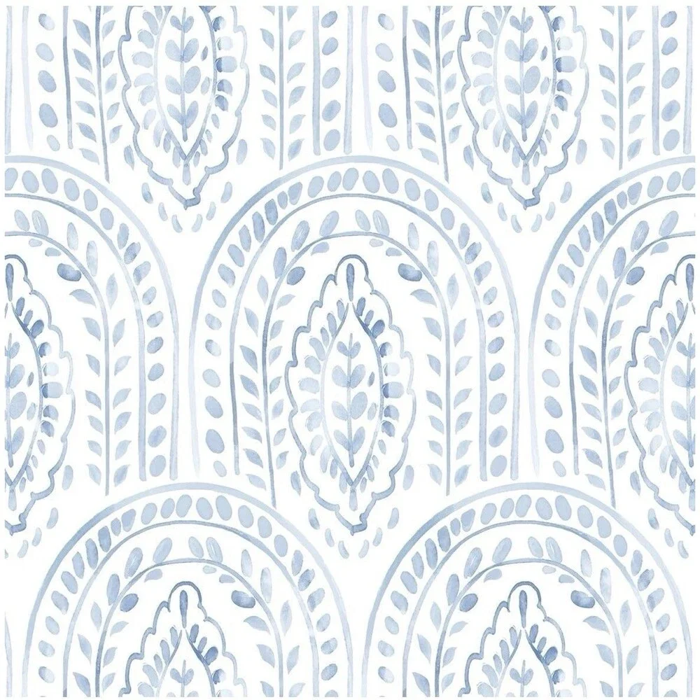 Peel Stick Wallpaper Contact Removable Boho Modern Blue White 17.3